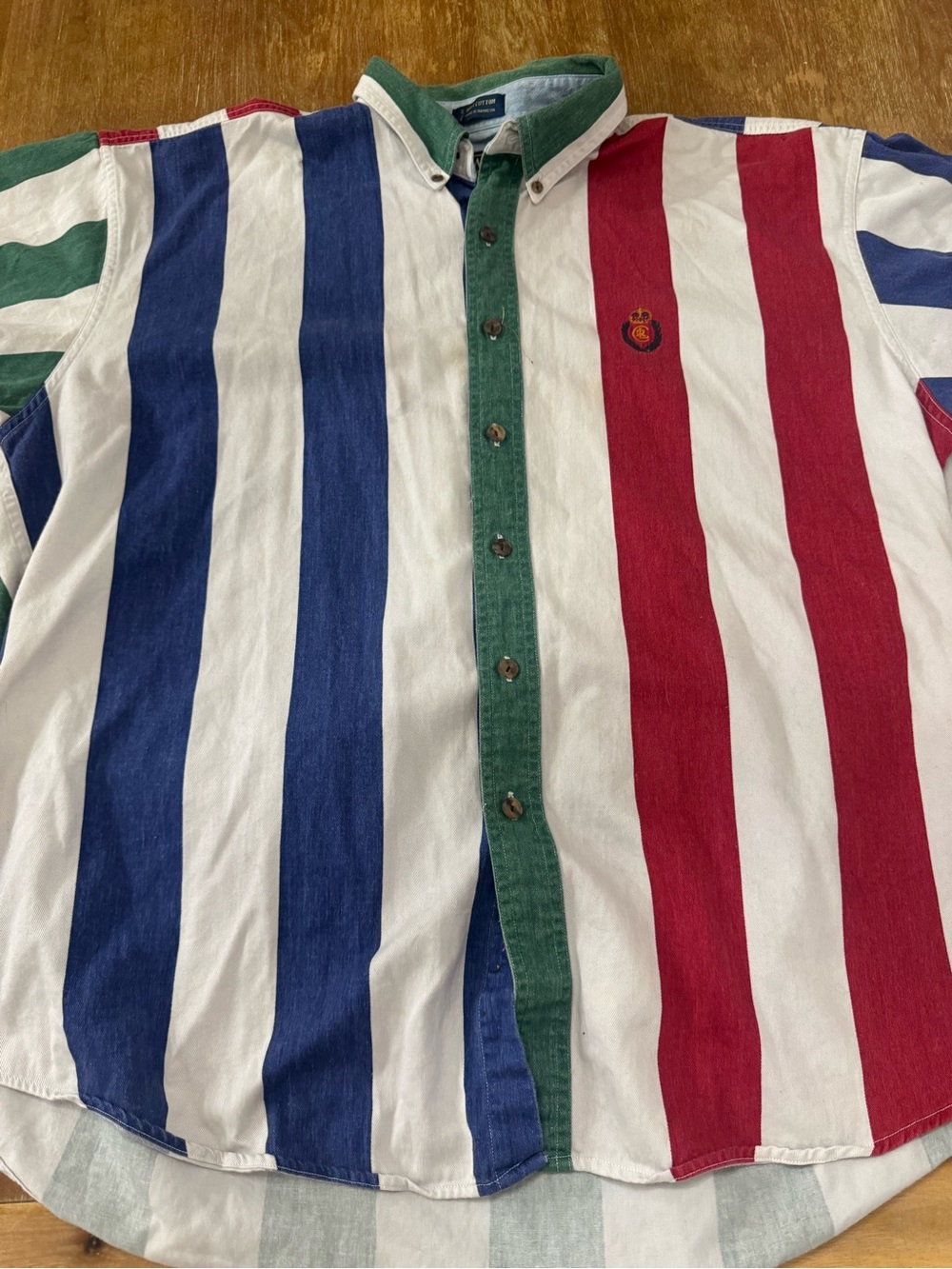 Vintage Ralph Lauren Multi-Stripe Button-Down in Red, Blue, Green and White
